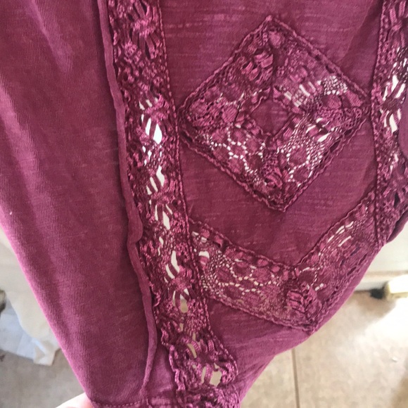 Free People 3/4 Sleeve Purple Crochet Top - Picture 3 of 5